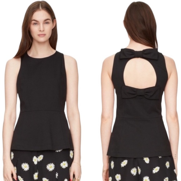 kate spade Tops - Kate Spade Open Back Bow Peplum Top